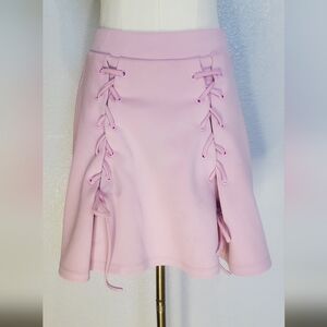 💚5/$25 Hot Topic Pastel Pink Lace-Up Mini Skater Skirt Size Small Medium